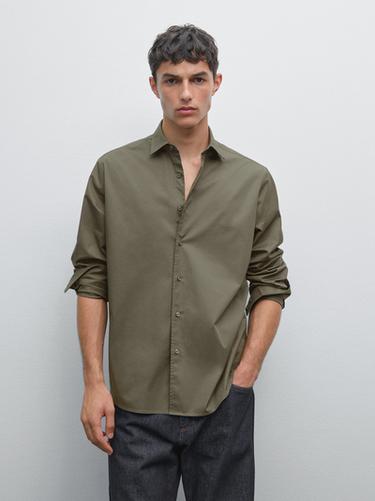 Camisa confort twill - Verde claro de Zara