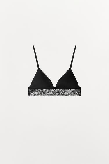 BRALETTE WITH POLYAMIDE LACE - Black by Zara