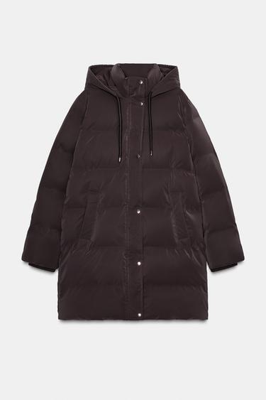 WINDPROOF RUBBERISED FABRIC MID-LENGTH ANORAK - Brown by Zara