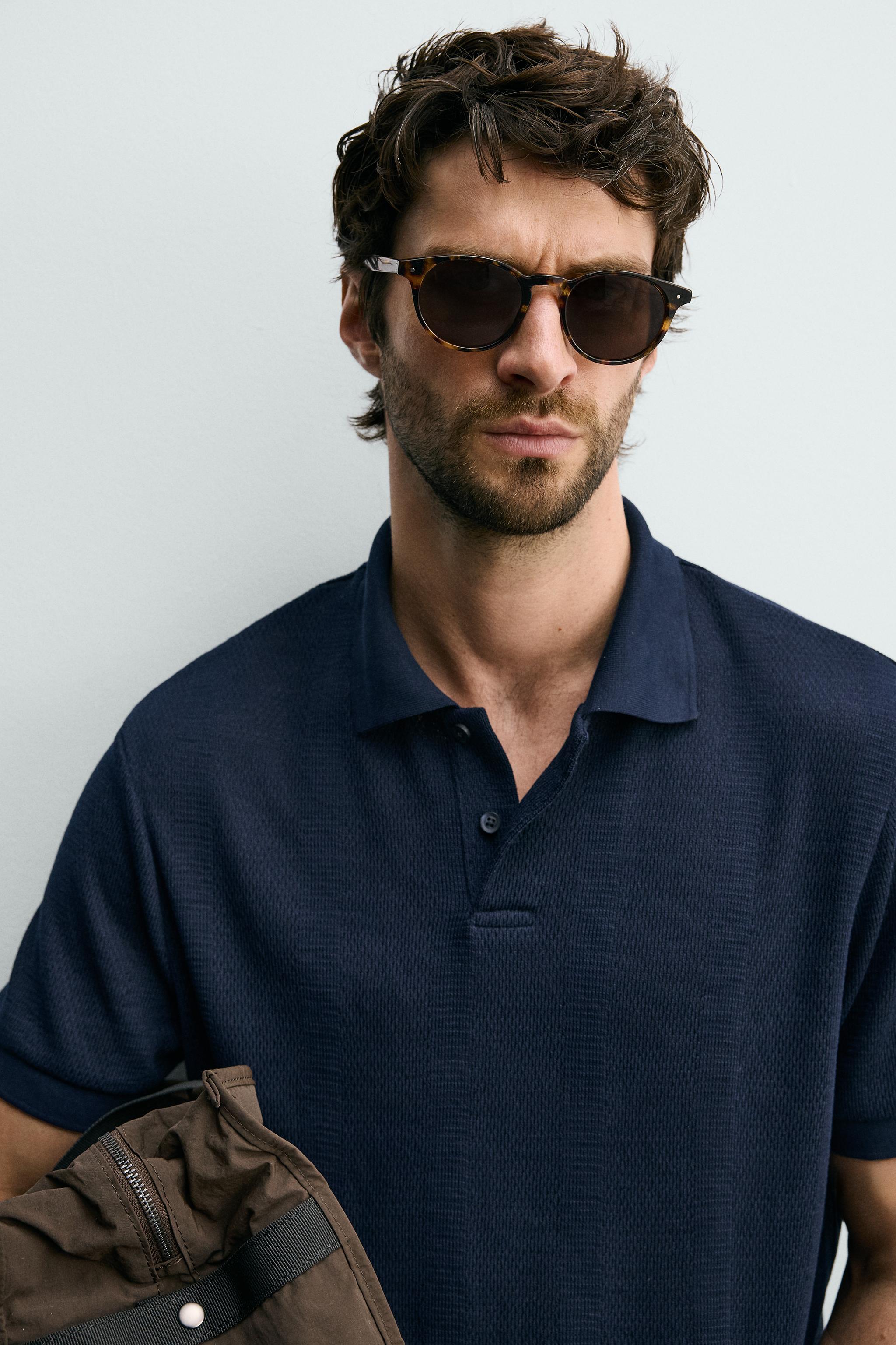 Мужские рубашки Zara STRIPED JACQUARD REGULAR FIT POLO — фото 5