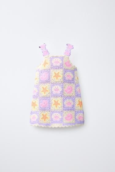 ROBE EN MAILLE CROCHET MOTIFS MARINS - Lilas de Zara - Image 1