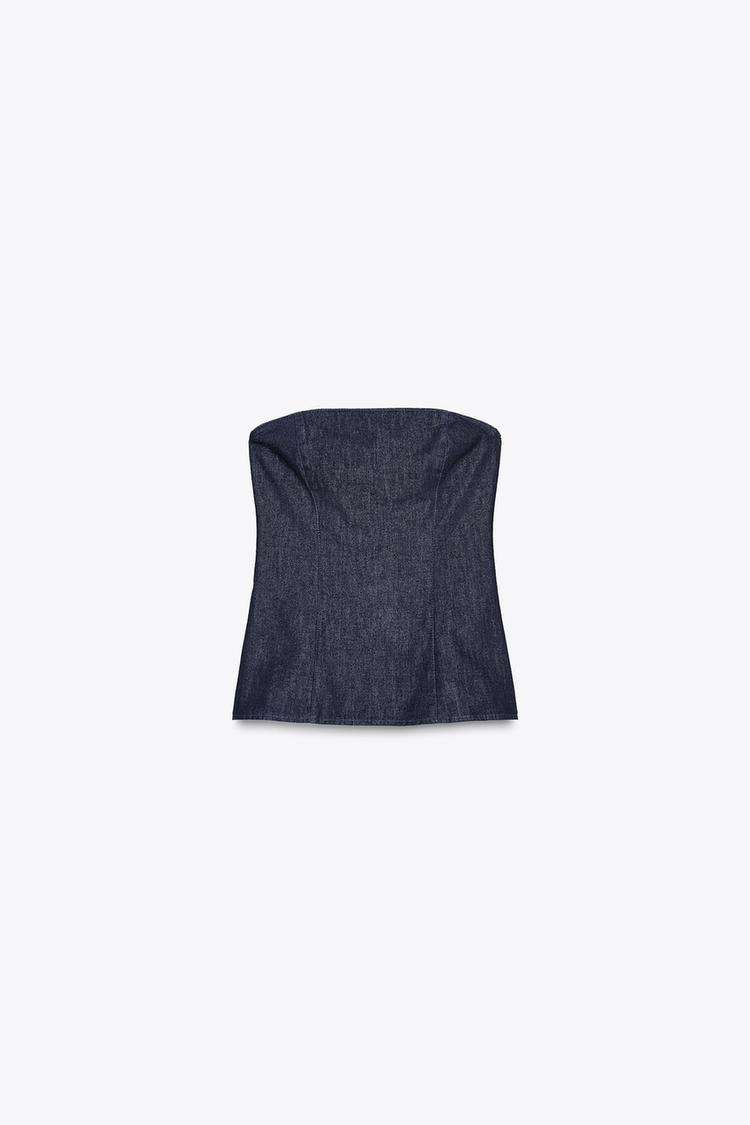 TRF DENIM BANDEAU TOP