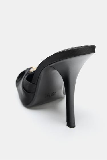 SATIN HEEL SANDALS WITH APPLIQUÉ - Black by Zara - Image 3