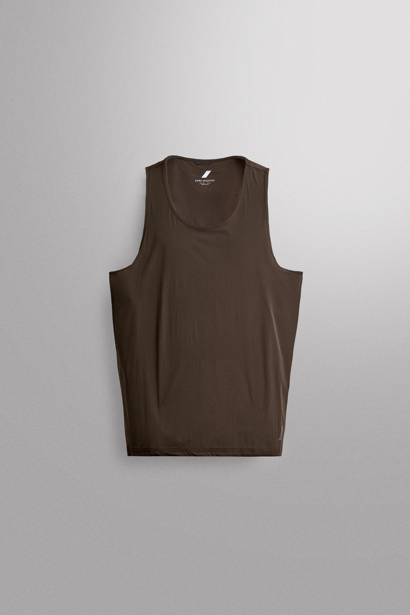 Мужской топ Zara Ridar© x ZARA Running Tank Top, цвет: Коричневый — фото 7