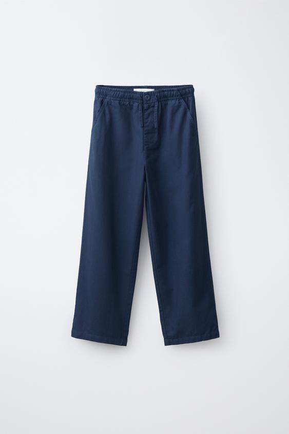 PANTALÓN STRAIGHT ALGODÓN Y LINO - Marino de Zara - Imagen 0