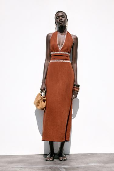 Zara SPLIT LEATHER MINI BOWLING BAG WITH METAL HANDLE - SAND/BROWN - Image 0