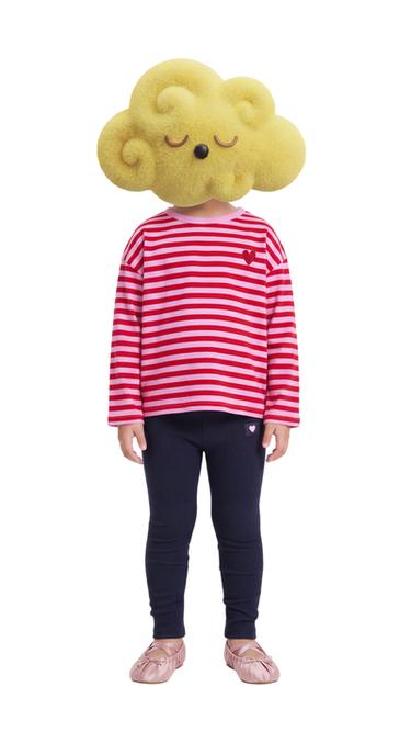 Zara EMBROIDERED HEART STRIPED T-SHIRT - Pink - Image 0