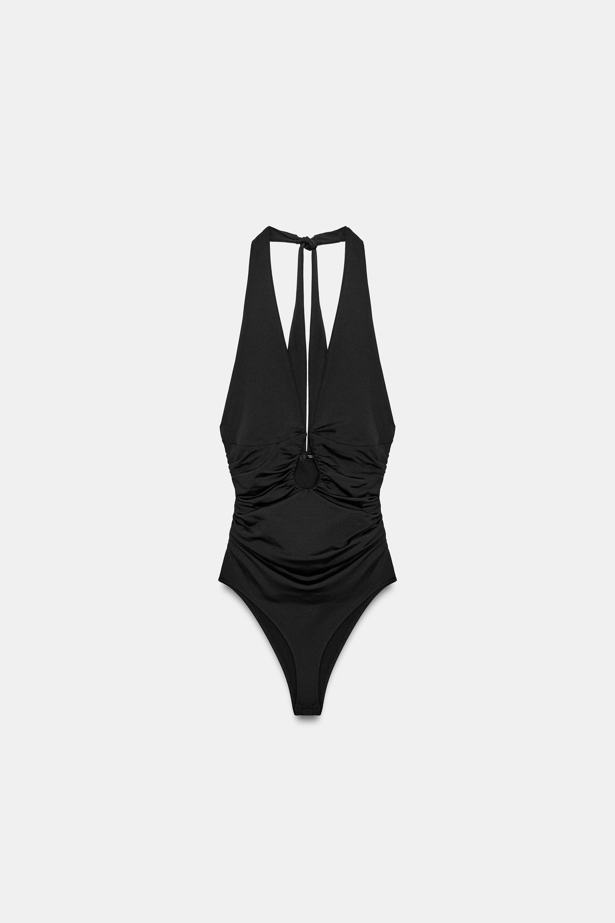 DRAPED POLYAMIDE BODYSUIT - Black | ZARA Canada