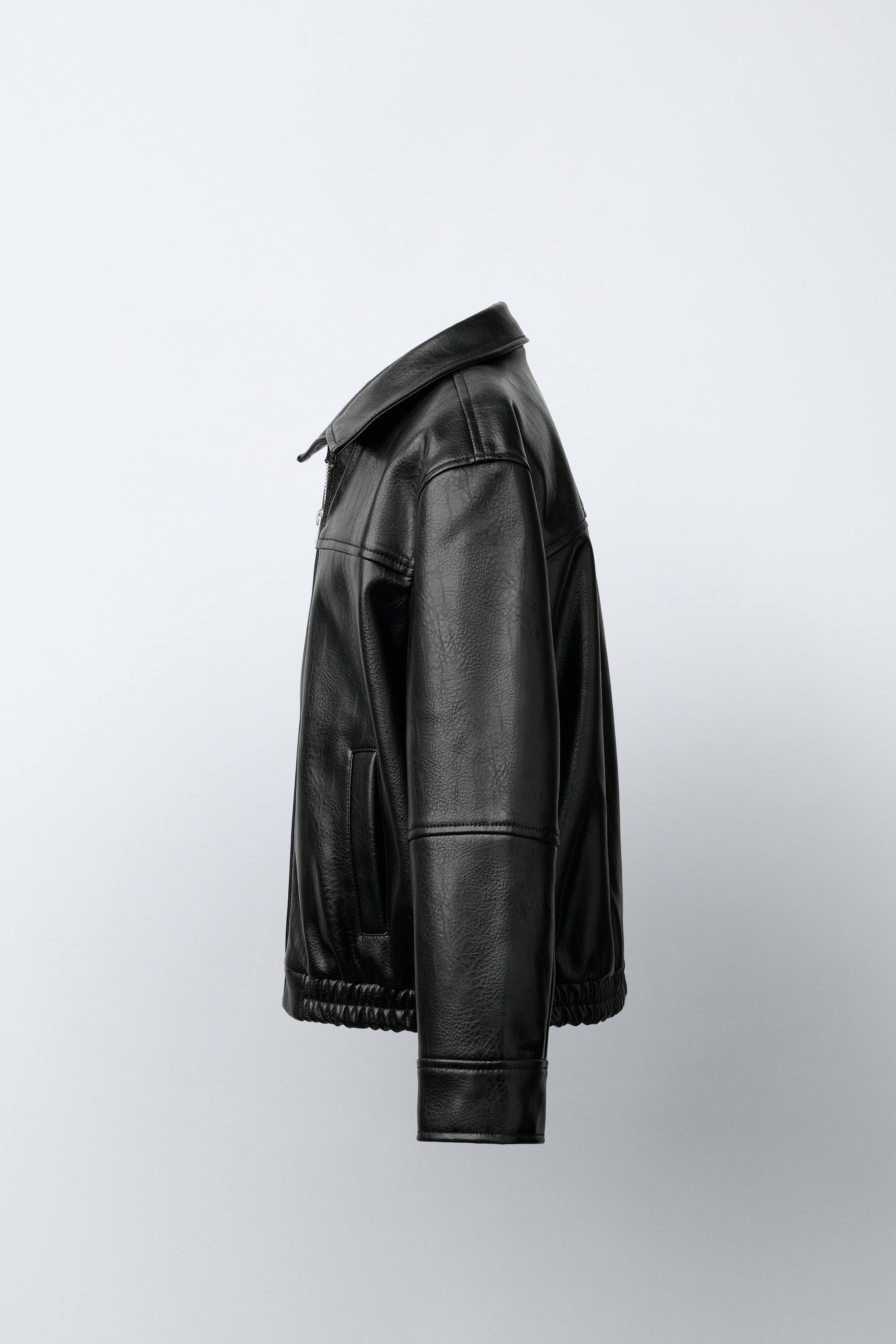 Kページ　ZARA フェイクレザー ボンバージャケット ブラック フェイクレザーボンバージャケット - ブラック | ZARA Japan / 日本