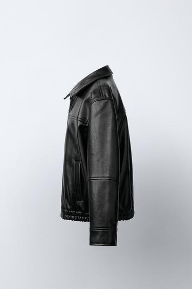 FAUX LEATHER BOMBER JACKET - Black by Zara - Image 2
