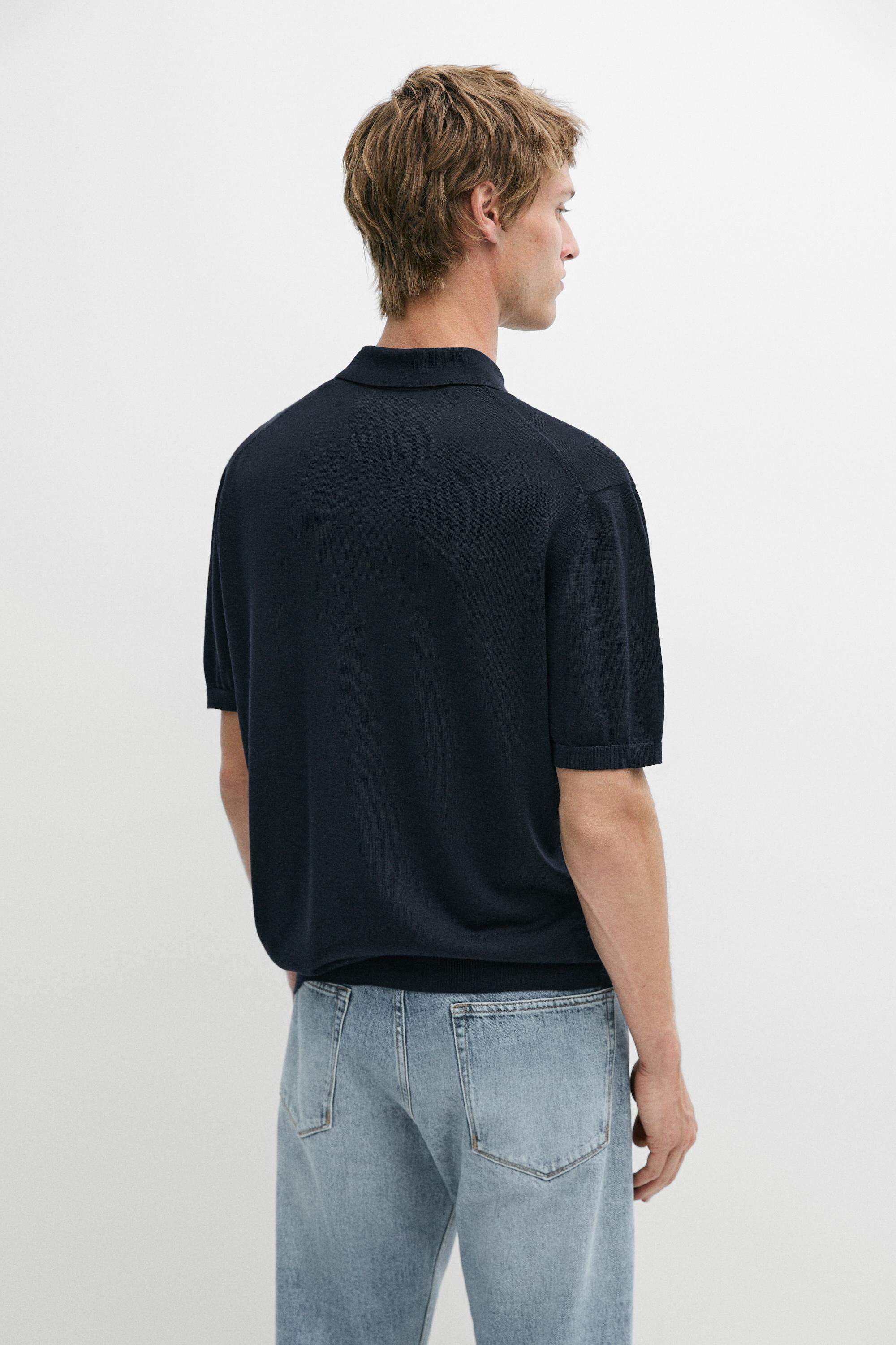 Polo en maille de laine mélangée