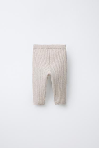 RIBBED LEGGINGS WITH BUTTONS - Light beige by Zara - Image 1