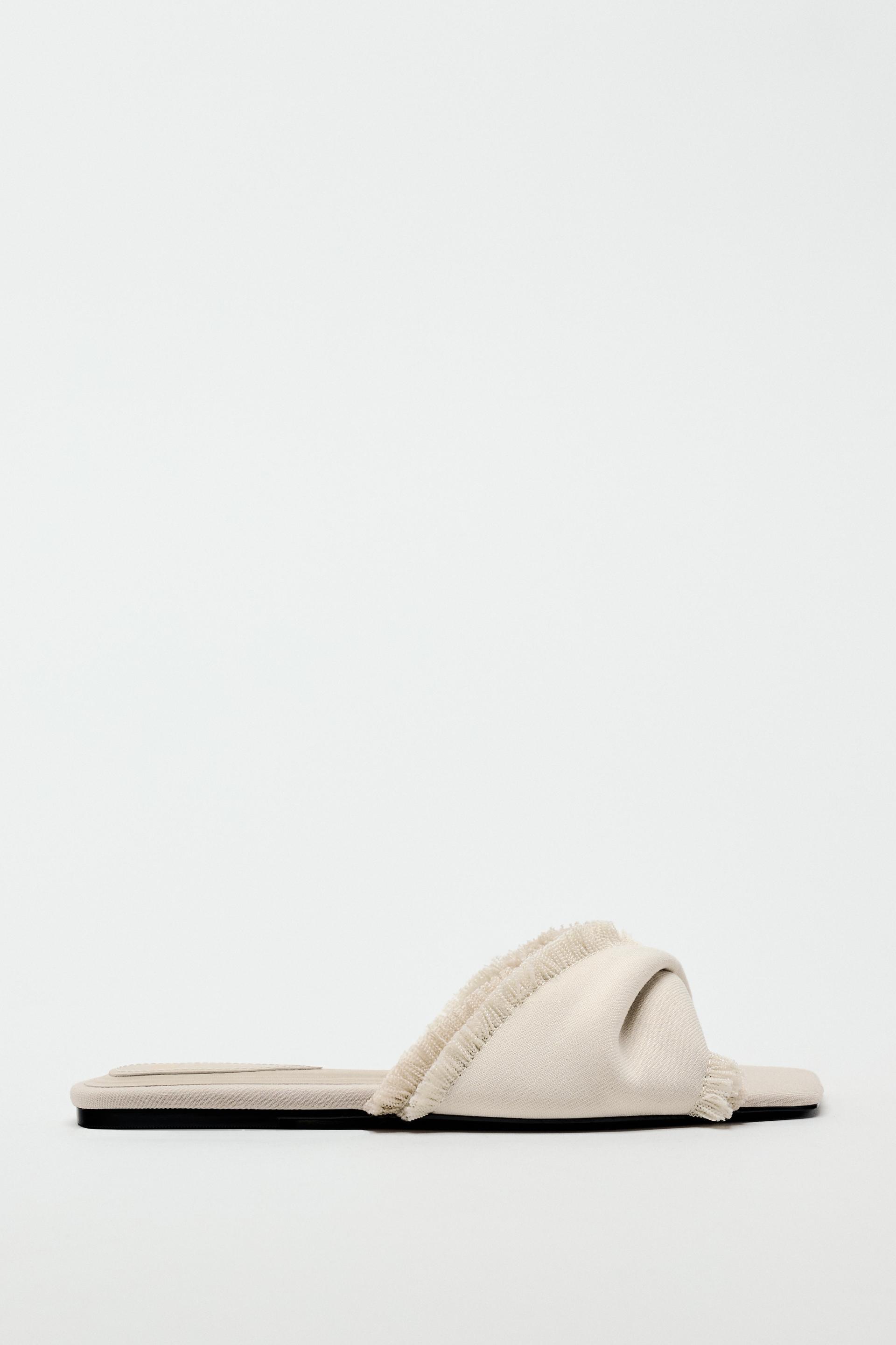 Frayed slide sandals hotsell