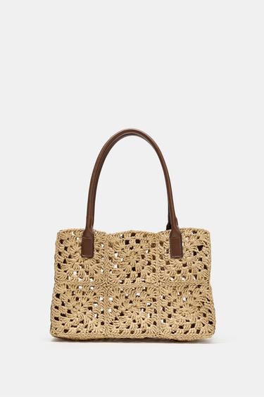 Zara WOVEN EFFECT SHOPPER BAG - Brown