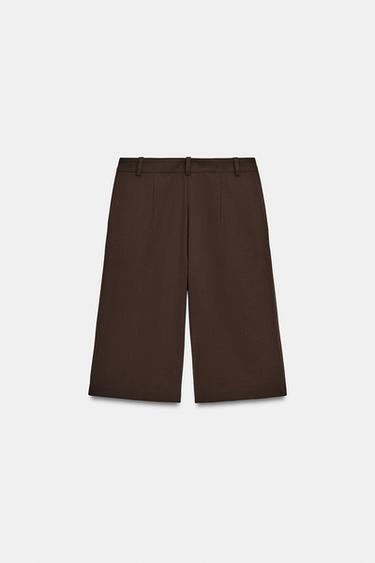 LONG BERMUDA SHORTS WITH DARTS - Brown by Zara - Image 7
