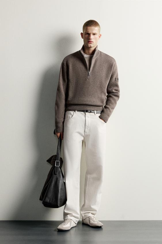 SUÉTER CUELLO ZIPPER BORDADO - Visón de Zara - Imagen 0