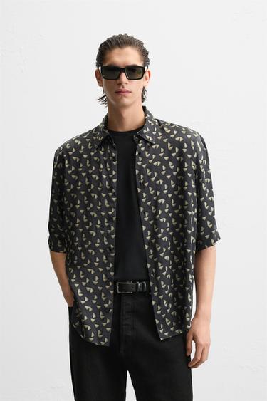 GEOMETRIC PRINT SHIRT - Black by Zara