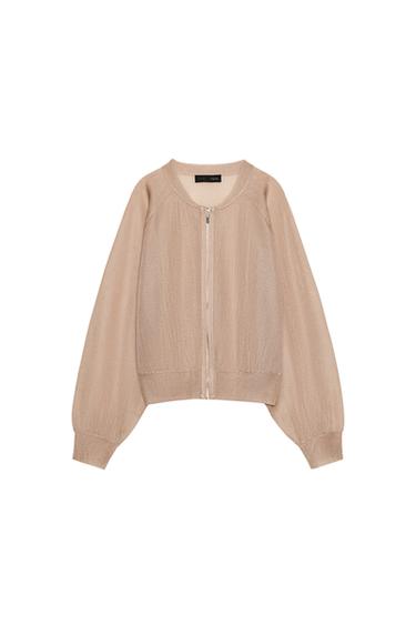 KNIT BOMBER JACKET - Beige-pink by Zara