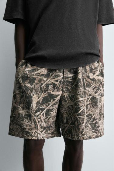 ABSTRACT PRINT BERMUDA SHORTS - Light khaki by Zara - Image 4