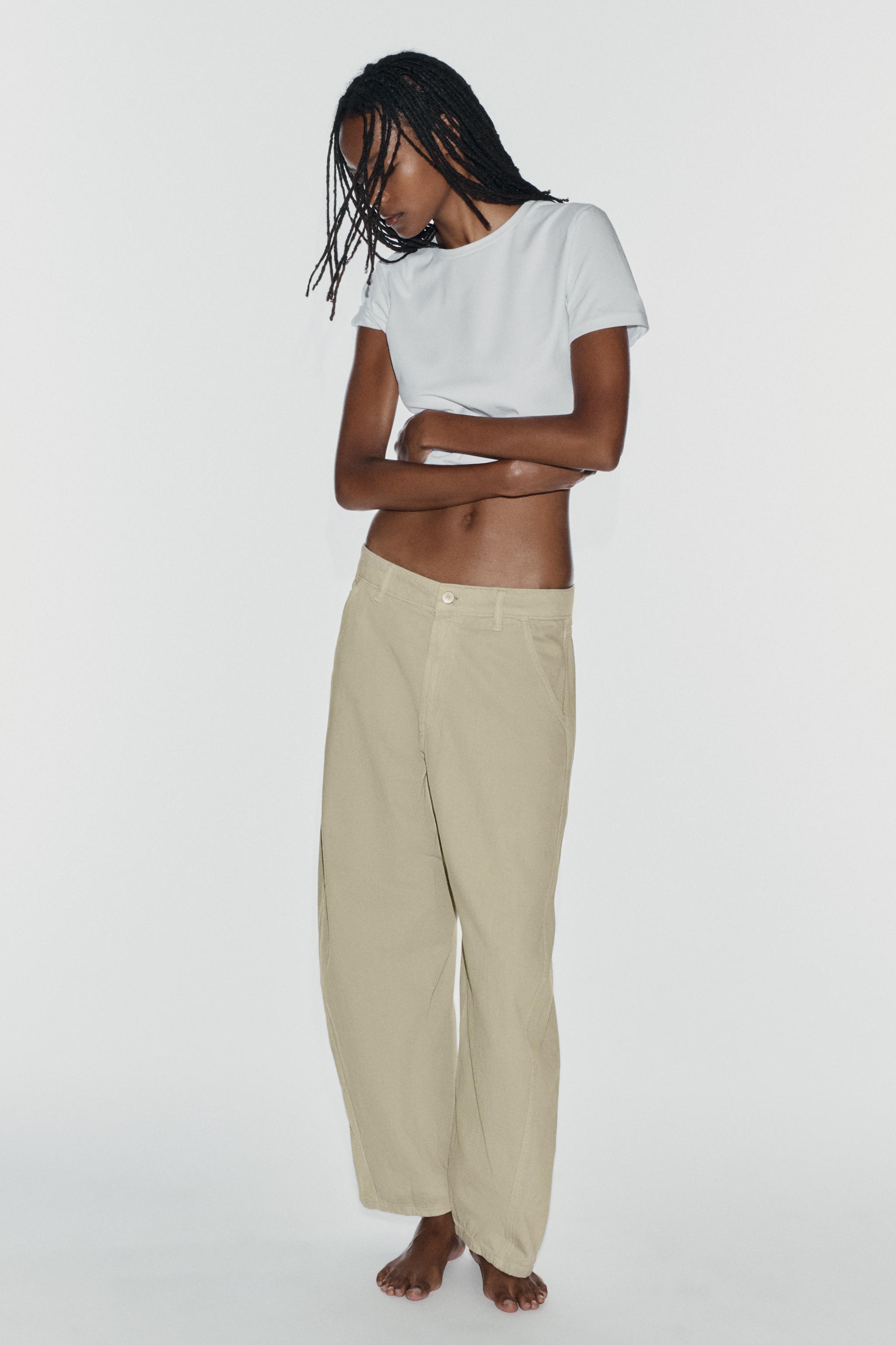 TRF MID-WAIST BARREL CHINO JEANS