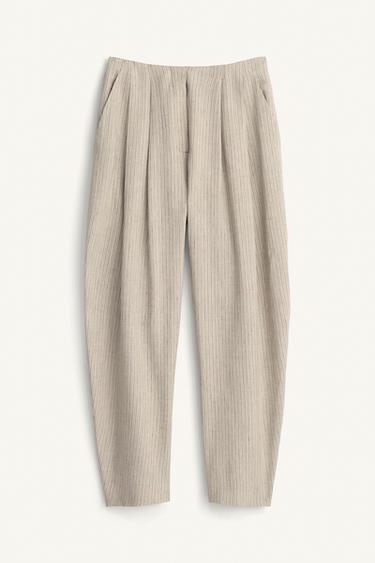 PANTALÓN RAYAS MEZCLA LINO LIMITED EDITION - rayas de Zara