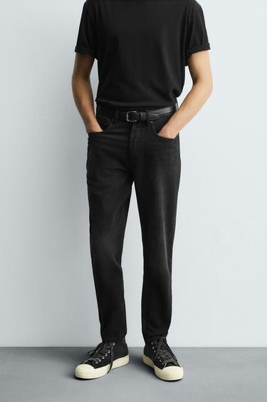 SLIM FIT CROPPED JEANS - Black by Zara - Image 1