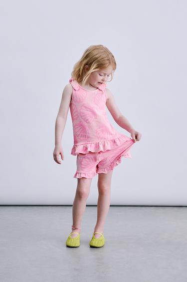 BERMUDA MET SCHELPENPRINT EN FLUOR - Felroze van Zara