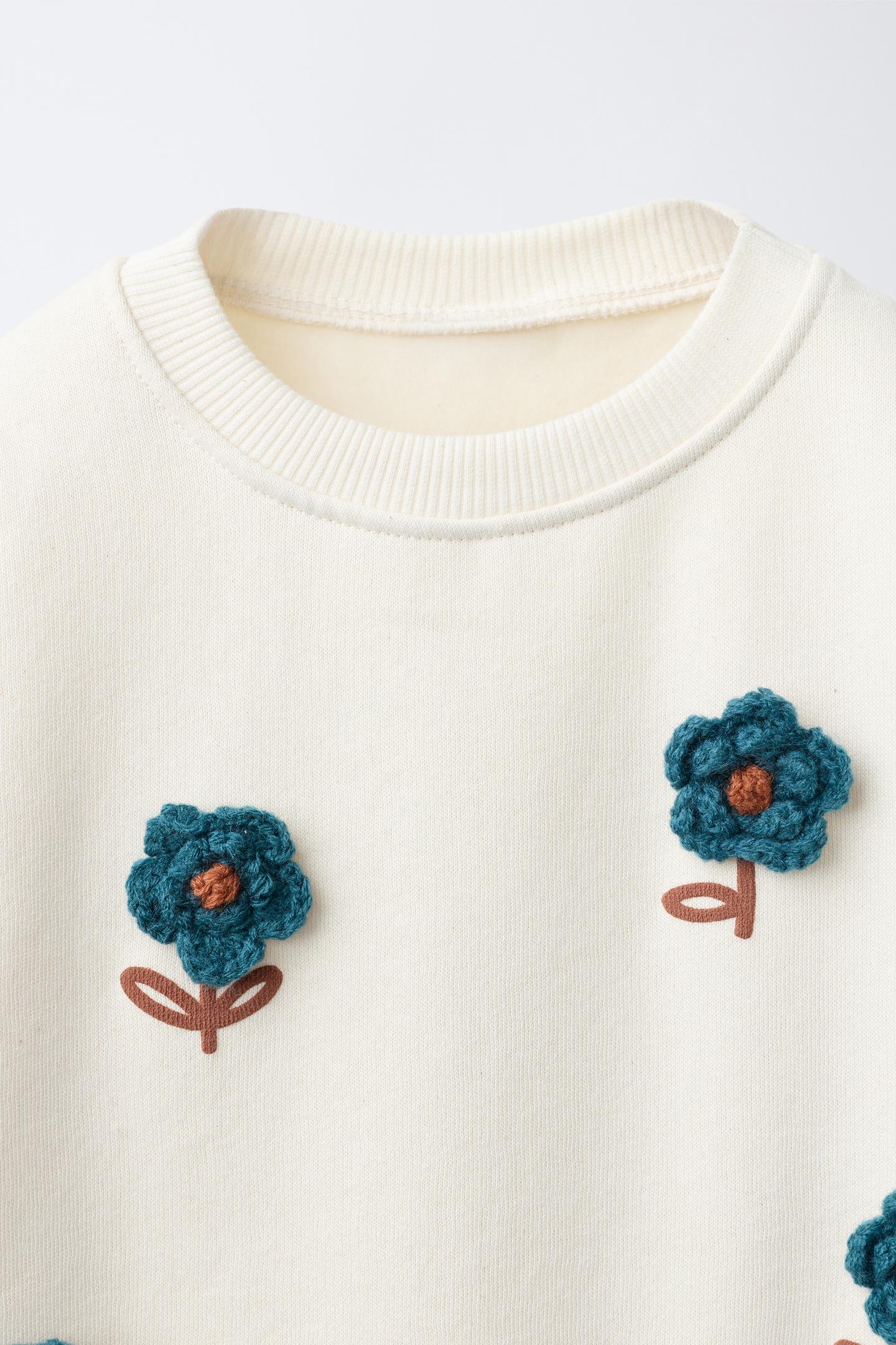 Детская толстовка Zara Knit Flower, цвет: Экрю — фото 3