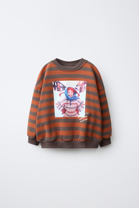 PIPPI LONGSTOCKING STRIPE SWEATSHIRT © ASTRID LINDGREN COMPANY - Brown / Ecru by Zara - Image 0