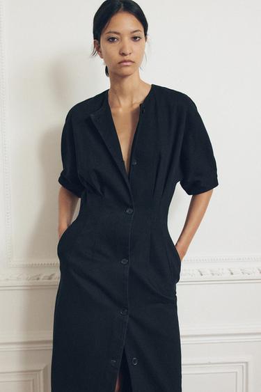 Zara DARTS DRESS ZW COLLECTION - Black