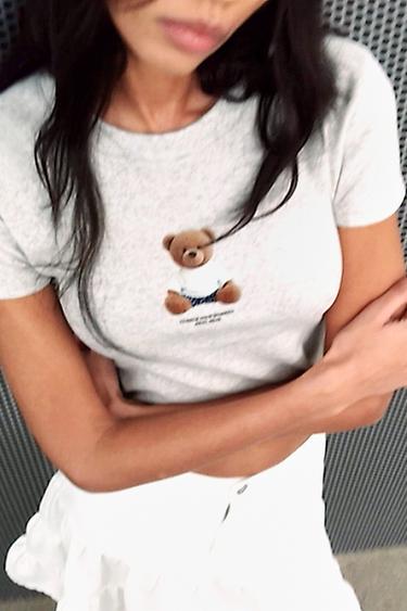 BEAR SHORT SLEEVE T-SHIRT - Grey marl by Zara