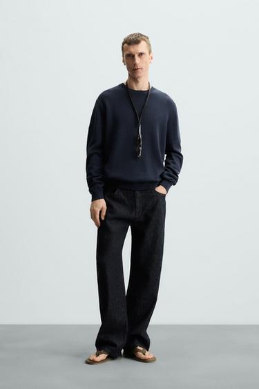COTTON - LINEN SWEATER - Navy blue by Zara - Image 0