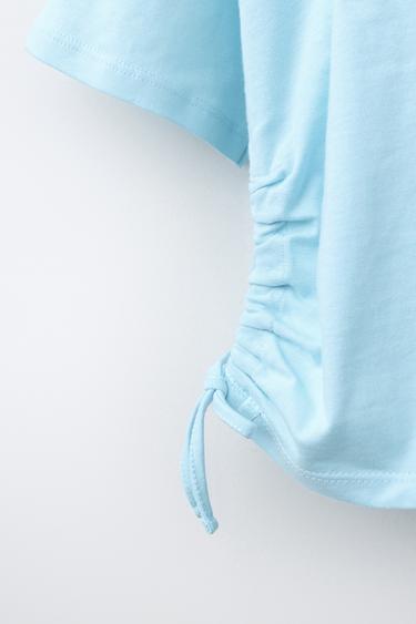 T-SHIRT À INSCRIPTION FRONCÉE - Bleu clair de Zara - Image 3