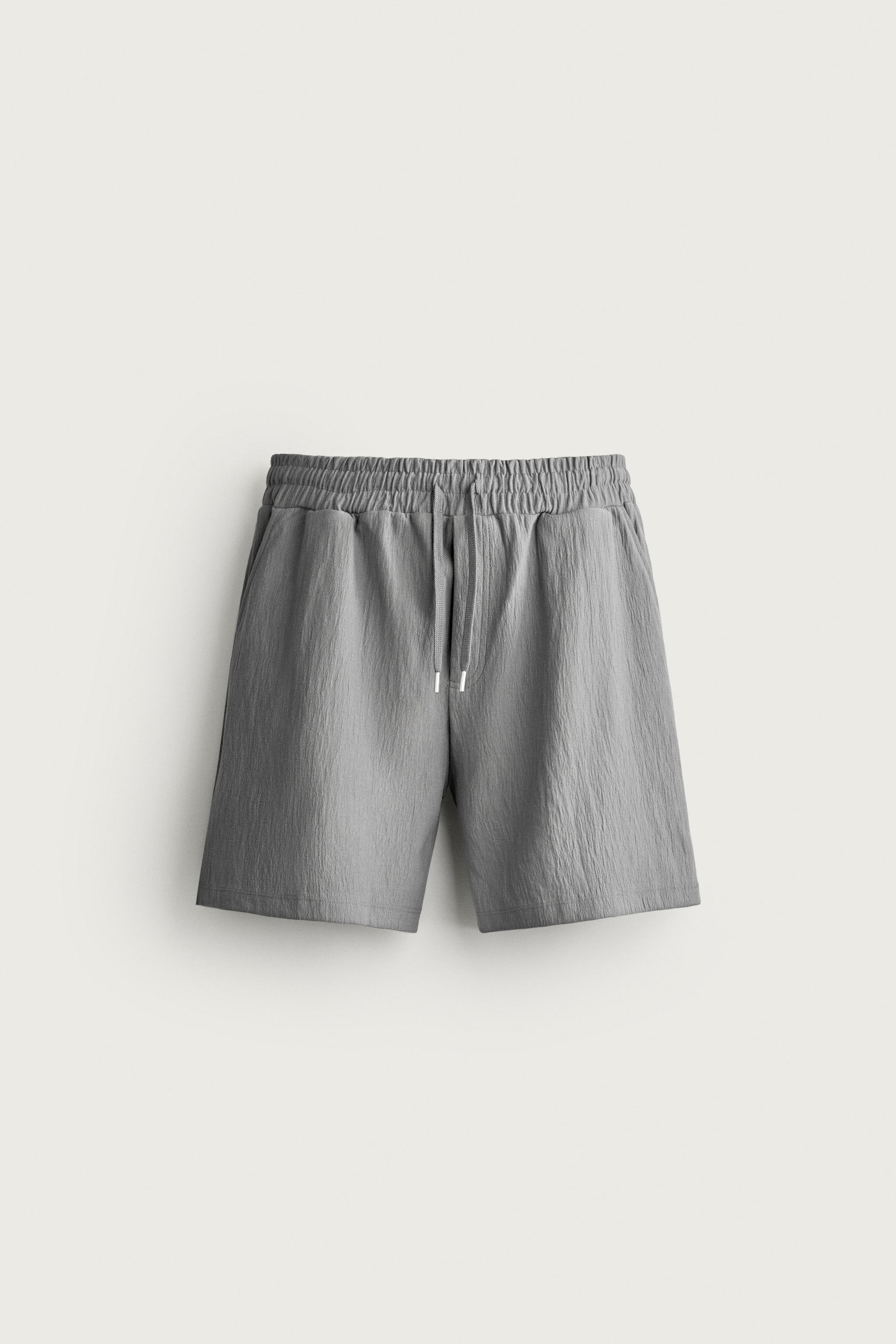 TEXTURED JOGGER SHORTS — Gray