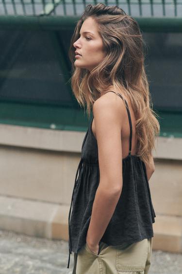 FLOWING STRAPPY TOP - Black by Zara