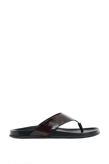 LEATHER STRAPPY SANDALS - Chocolate Brown by Zara