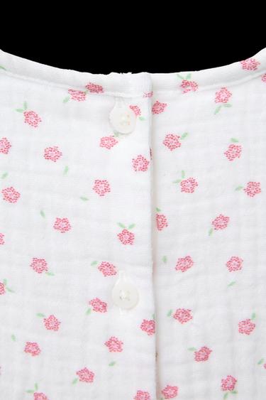 Zara TEXTURED FLORAL BODYSUIT - Oyster-white