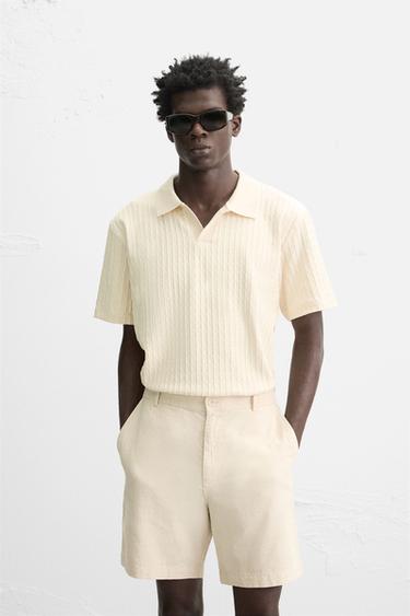 TEXTURED POLO SHIRT - Ecru by Zara