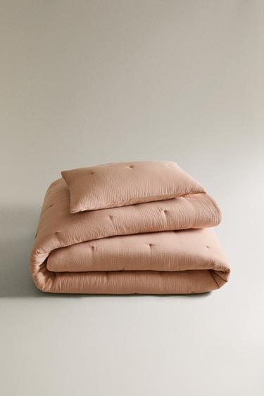 CHILDREN'S PLAIN MUSLIN BEDSPREAD - Pink by Zara - Image 0