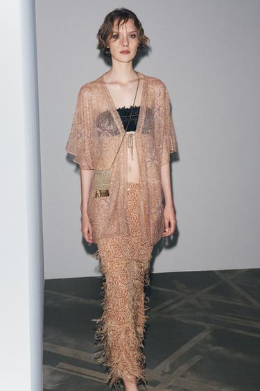 SEQUINNED FEATHER SKIRT - Brown by Zara - Image 4