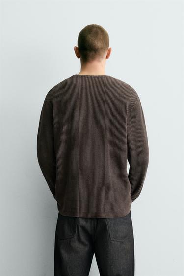 TEXTURED HENLEY JUMPER - Brown by Zara - Image 2