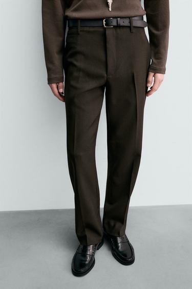 100% WOOL ORIGINS CHINO TROUSERS - Dark brown by Zara - Image 4