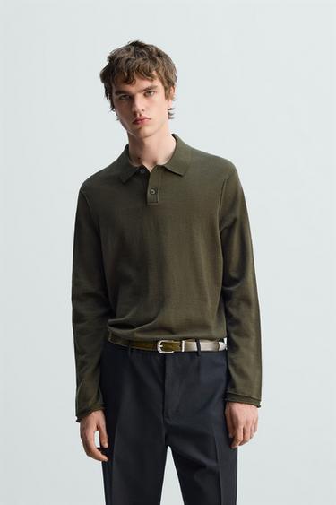 POLO PUNTO LANA - ALGODÓN - Khaki de Zara
