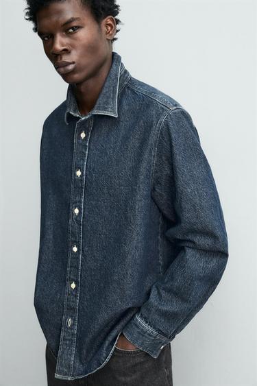 RELAXED FIT DENIM SHIRT - Blue by Zara - Image 6