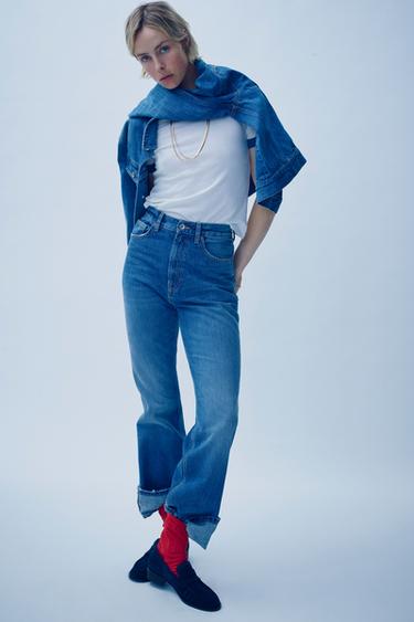 RUCHED SPLIT SUEDE LOAFERS - Blue by Zara