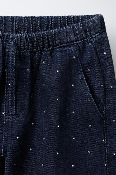 JEAN JAMBES LARGES STRASS - Bleu marine de Zara - Image 2