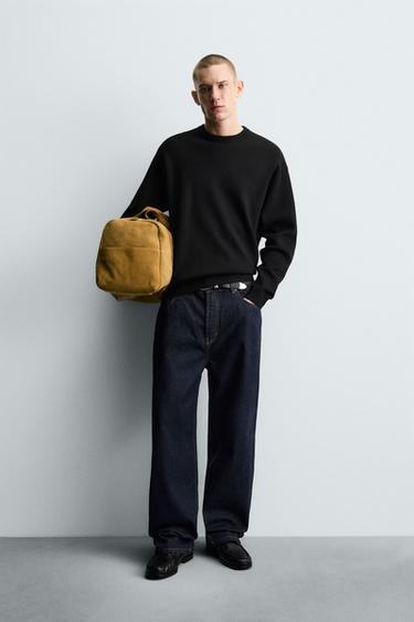 Zara SOFT TEXTURED KNIT SWEATER - Black