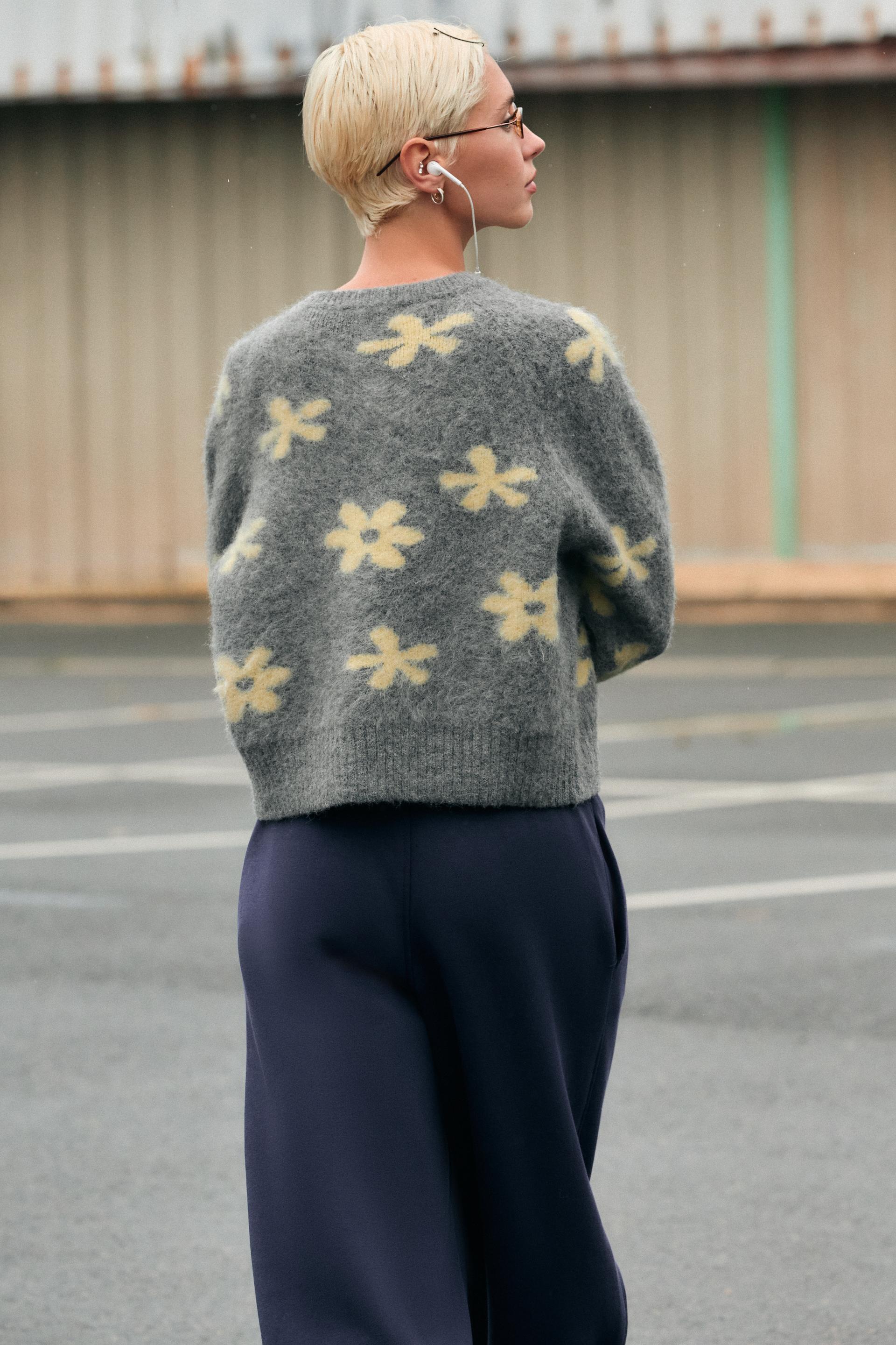 FLORAL JACQUARD CARDIGAN thumbnail 3