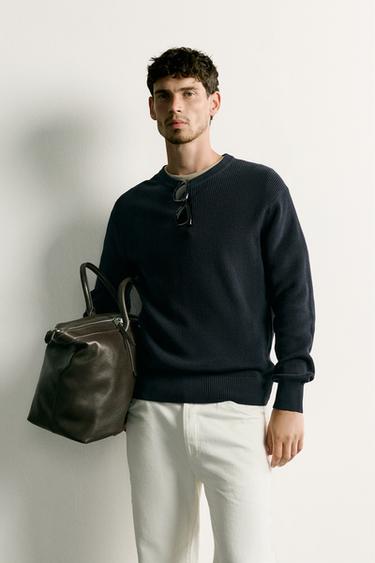 PURL KNIT REGULAR FIT JUMPER - Navy blue by Zara