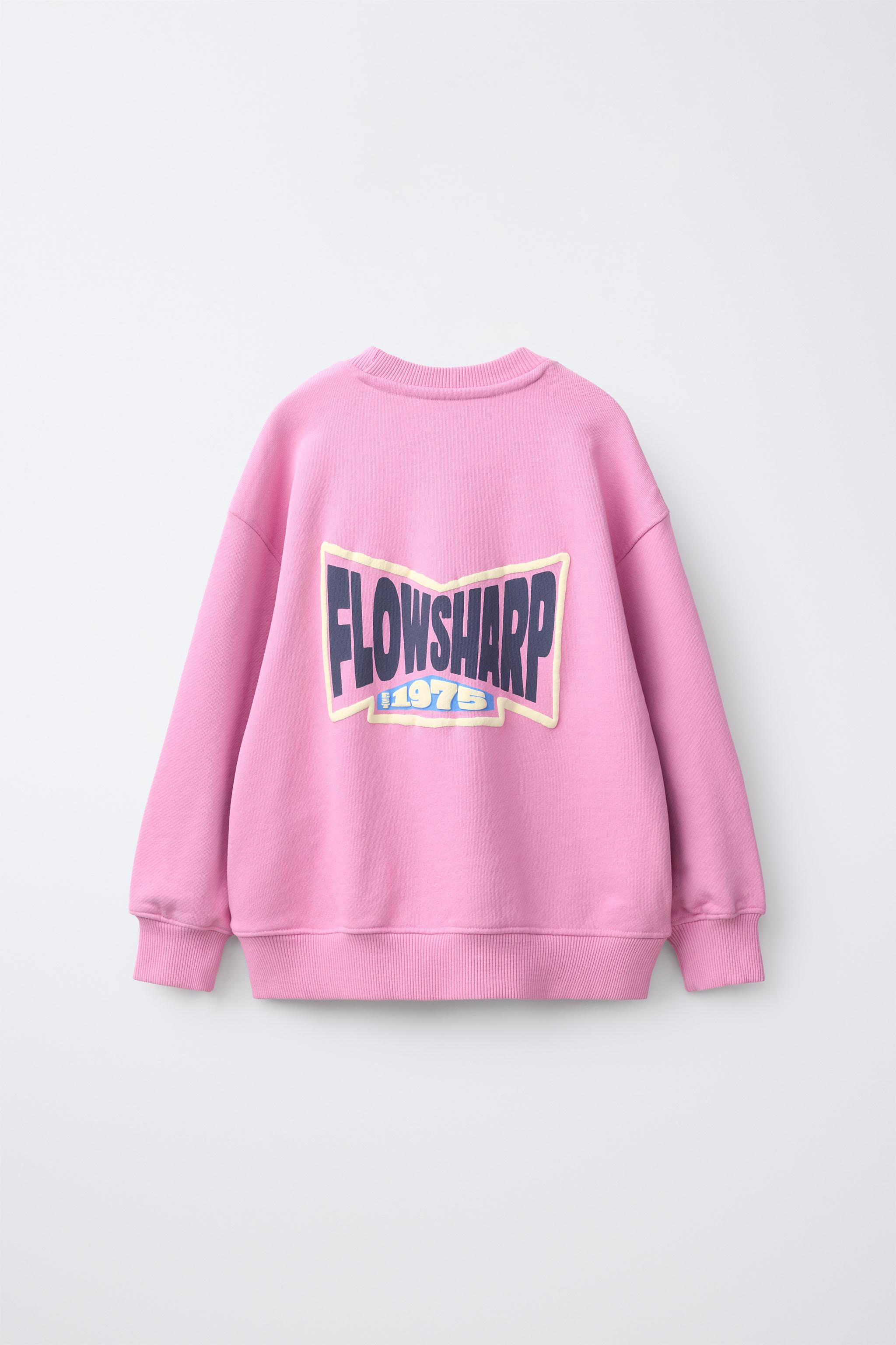 RAISED TEXT SWEATSHIRT — Pink / White